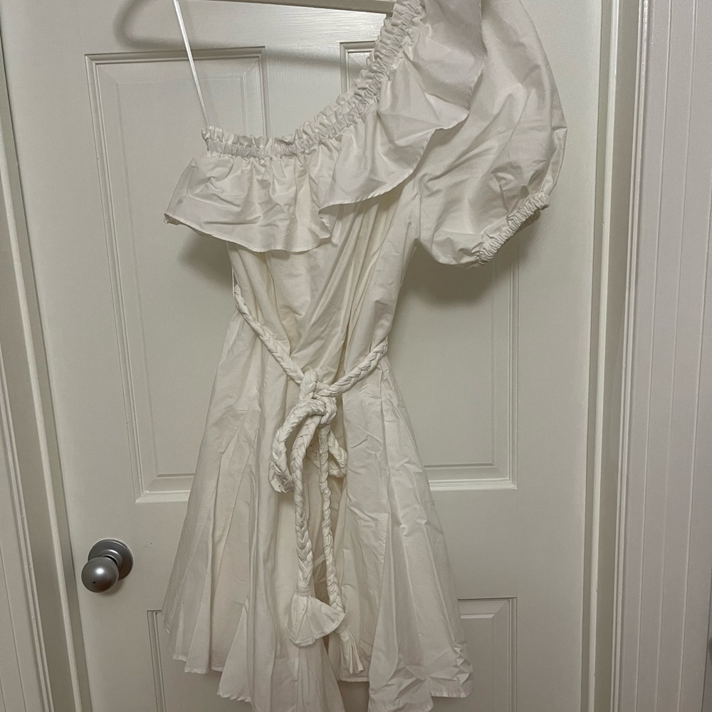 RHODE Cream One Shoulder Dress